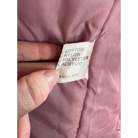 coat corduroy pink gray 1980s long quilted shoulders - Picture 13 of 13